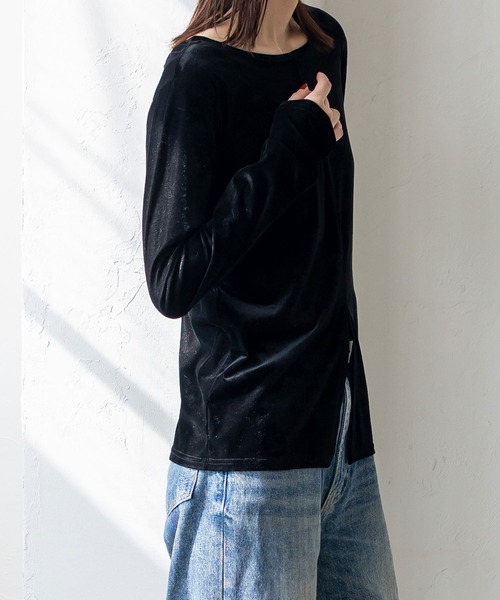 VitaFelice(ヴィータフェリーチェ)の「センタースリット2WAYベロアトップス(Tシャツ/カットソー・レディース・ブラック/ブラウン/ベージュ系その他・FREE)」の21枚目の写真