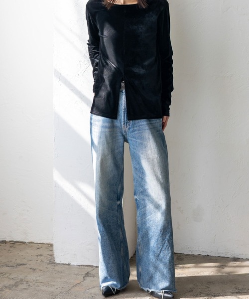 VitaFelice(ヴィータフェリーチェ)の「センタースリット2WAYベロアトップス(Tシャツ/カットソー・レディース・ブラック/ブラウン/ベージュ系その他・FREE)」の9枚目の写真