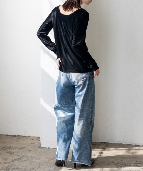 VitaFelice(ヴィータフェリーチェ)の「センタースリット2WAYベロアトップス(Tシャツ/カットソー・レディース・ブラック/ブラウン/ベージュ系その他・FREE)」の10枚目の写真