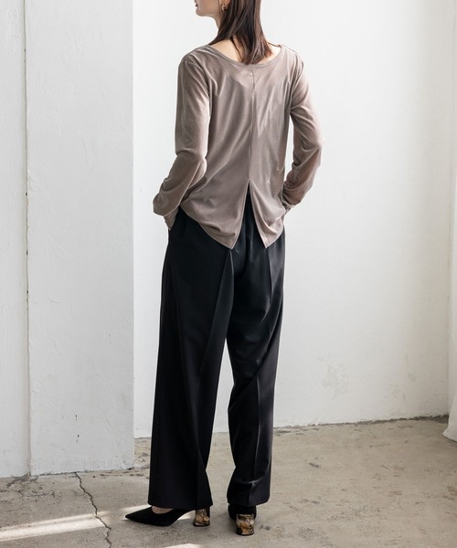 VitaFelice(ヴィータフェリーチェ)の「センタースリット2WAYベロアトップス(Tシャツ/カットソー・レディース・ブラック/ブラウン/ベージュ系その他・FREE)」の14枚目の写真