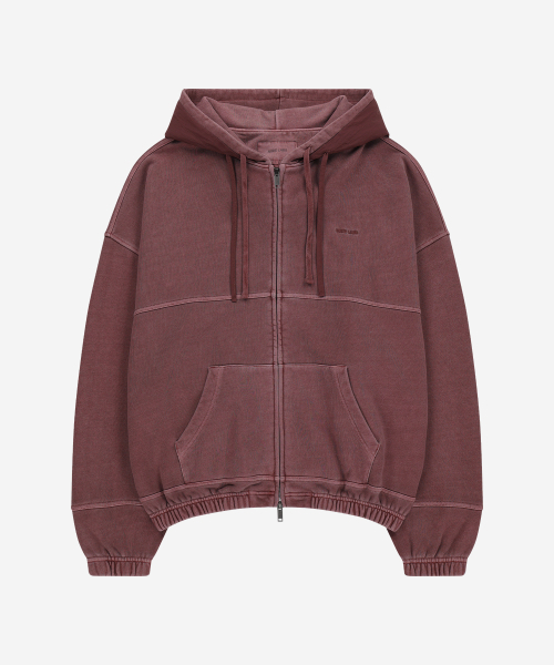 DEV:7 GARMENT DYE DOUBLE HOODIE ZIP-UP_DARK PINK