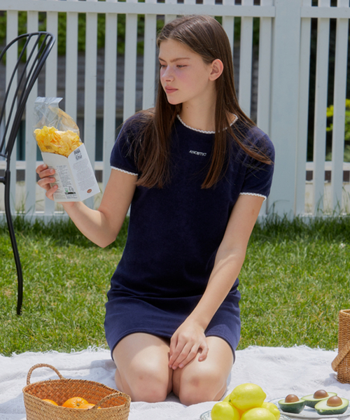 ANOETIC（アノエティック）の「LACE TERRY ONE-PIECE_NAVY（ワンピース・レディース・ネイビー・FREE）」の5枚目の写真