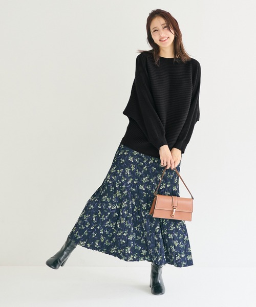 coca(coca)(コカ)の「太リブボートネックドルマンニット(ニット/セーター・レディース・グレー/ブラック・L/M/S)」の4枚目の写真
