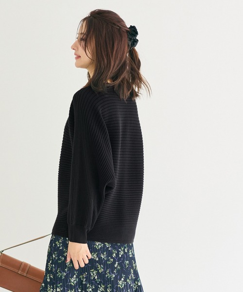 coca(coca)(コカ)の「太リブボートネックドルマンニット(ニット/セーター・レディース・グレー/ブラック・L/M/S)」の5枚目の写真