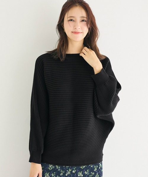 coca(coca)(コカ)の「太リブボートネックドルマンニット(ニット/セーター・レディース・グレー/ブラック・L/M/S)」の6枚目の写真