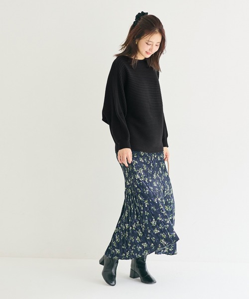 coca(coca)(コカ)の「太リブボートネックドルマンニット(ニット/セーター・レディース・グレー/ブラック・L/M/S)」の7枚目の写真