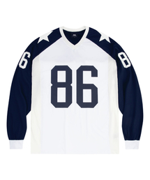 MOO（エムオーオー）の「86ロゴロングスリーブメッシュジャージ - ホワイト（Tシャツ/カットソー）」