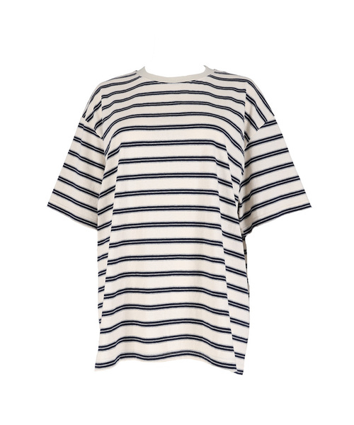 SAYUU(サユ)の「ストライプビスケット半袖Tシャツアイボリー(Tシャツ/カットソー・レディース・アイボリー・FREE)」の1枚目の写真