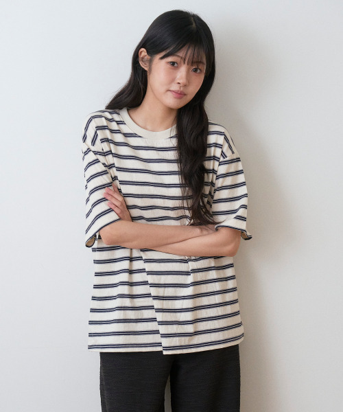 SAYUU(サユ)の「ストライプビスケット半袖Tシャツアイボリー(Tシャツ/カットソー・レディース・アイボリー・FREE)」の5枚目の写真