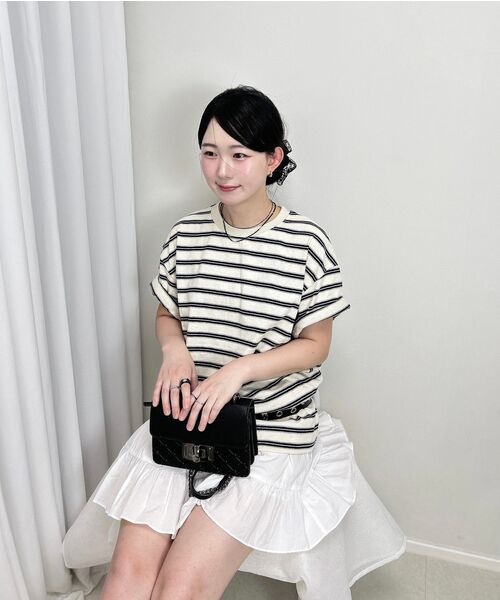 SAYUU(サユ)の「ストライプビスケット半袖Tシャツアイボリー(Tシャツ/カットソー・レディース・アイボリー・FREE)」の8枚目の写真