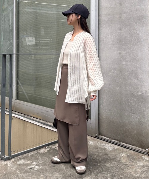 COLONY 2139（コロニートゥーワンスリーナイン）の「ストライプシアーバンドカラー長袖シャツ（シャツ/ブラウス・レディース・オフホワイト/ブルー・FREE）」の15枚目の写真