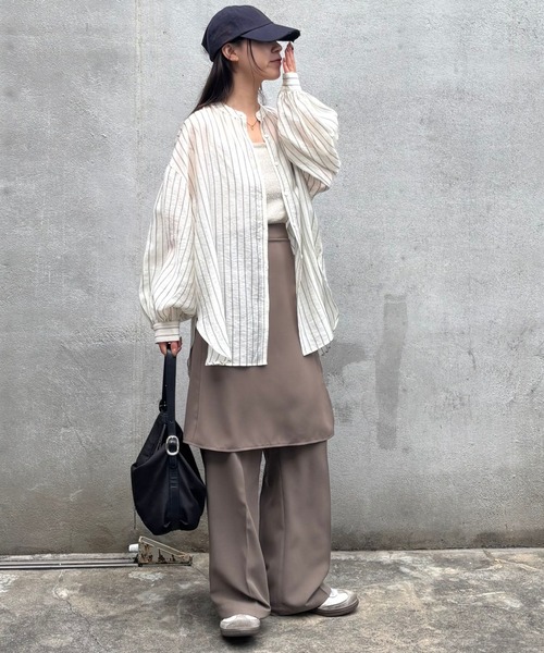 COLONY 2139（コロニートゥーワンスリーナイン）の「ストライプシアーバンドカラー長袖シャツ（シャツ/ブラウス・レディース・オフホワイト/ブルー・FREE）」の17枚目の写真