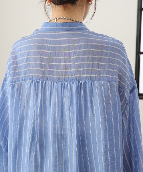 COLONY 2139（コロニートゥーワンスリーナイン）の「ストライプシアーバンドカラー長袖シャツ（シャツ/ブラウス・レディース・オフホワイト/ブルー・FREE）」の22枚目の写真
