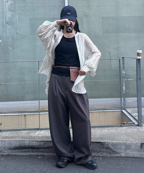 COLONY 2139（コロニートゥーワンスリーナイン）の「ストライプシアーバンドカラー長袖シャツ（シャツ/ブラウス・レディース・オフホワイト/ブルー・FREE）」の9枚目の写真