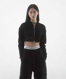 FANSHOW（ファンショー）の「CROP KNIT ZIP UP - BLACK（ニット/セーター）」