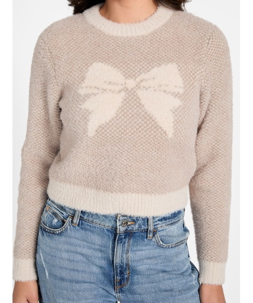 Guess(ゲス)の「Long Sleeves Crew Neck Bow Jacquard Sweater ニット セーター(ニット/セーター・レディース・ベージュ/グレー・SMALL/MEDIUM/LARGE/X-SMALL)」の9枚目の写真