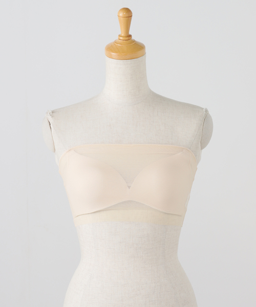 NICENICE MOMENT(ナイスナイスモーメント)の「【NICENICE MOMENT / ナイスナイスモーメント】MESH TUBE TOP(チューブトップ・レディース・ブラウン系その他/アイボリー/ブラック・3/1)」の2枚目の写真