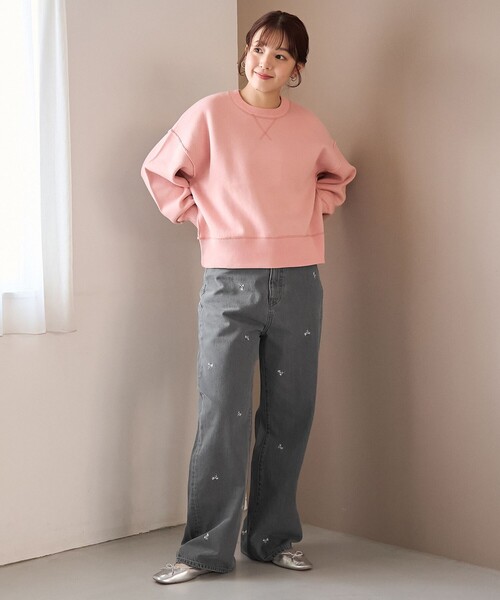 coen(コーエン)の「花柄刺繍 ワイドストレートデニムパンツ(デニムパンツ・レディース・コバルトブルー/ライトグレー・S/M/L)」の9枚目の写真