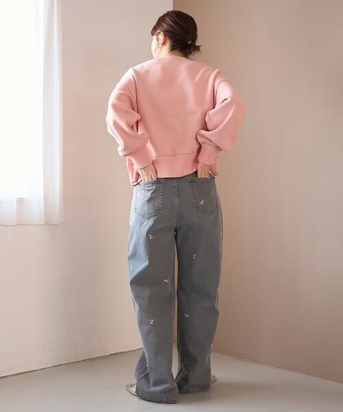coen(コーエン)の「花柄刺繍 ワイドストレートデニムパンツ(デニムパンツ・レディース・コバルトブルー/ライトグレー・S/M/L)」の10枚目の写真