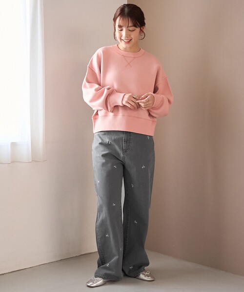 coen(コーエン)の「花柄刺繍 ワイドストレートデニムパンツ(デニムパンツ・レディース・コバルトブルー/ライトグレー・S/M/L)」の11枚目の写真
