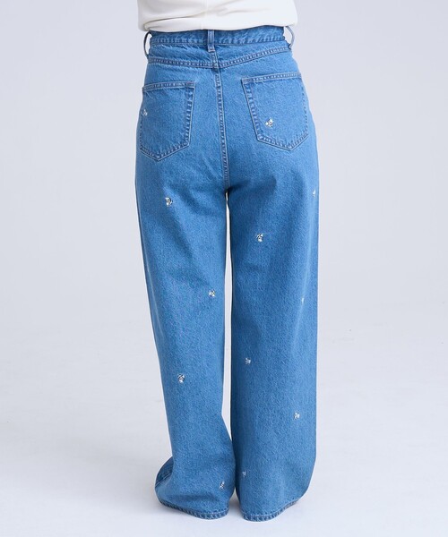 coen（コーエン）の「花柄刺繍 ワイドストレートデニムパンツ（デニムパンツ・レディース・コバルトブルー/ライトグレー・S/M/L）」の12枚目の写真
