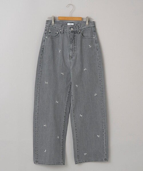 coen（コーエン）の「花柄刺繍 ワイドストレートデニムパンツ（デニムパンツ・レディース・コバルトブルー/ライトグレー・S/M/L）」の7枚目の写真