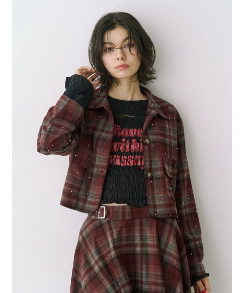 jouetie（ジュエティ）の「カットアウトシャーリングトップス（Tシャツ/カットソー・レディース・グレー/オフホワイト/ブラック・MEDIUM）」の9枚目の写真