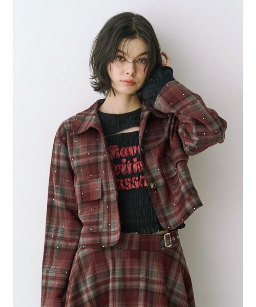 jouetie（ジュエティ）の「カットアウトシャーリングトップス（Tシャツ/カットソー・レディース・グレー/オフホワイト/ブラック・MEDIUM）」の10枚目の写真