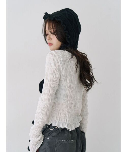 jouetie（ジュエティ）の「カットアウトシャーリングトップス（Tシャツ/カットソー・レディース・グレー/オフホワイト/ブラック・MEDIUM）」の16枚目の写真