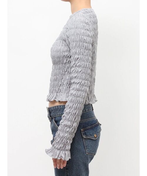 jouetie（ジュエティ）の「カットアウトシャーリングトップス（Tシャツ/カットソー・レディース・グレー/オフホワイト/ブラック・MEDIUM）」の22枚目の写真