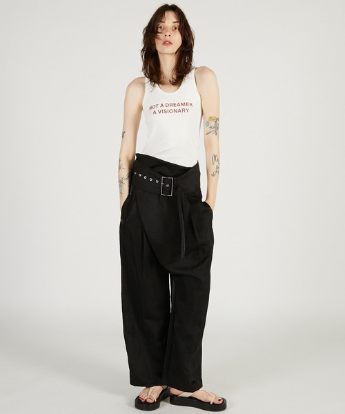 PRANK PROJECT（プランクプロジェクト）の「ワイドベルトパンツ / Wide Belt Pants（スラックス・レディース・ブラック/カーキ/ベージュ・36/38）」の4枚目の写真