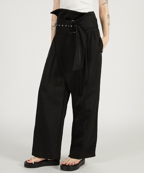 PRANK PROJECT（プランクプロジェクト）の「ワイドベルトパンツ / Wide Belt Pants（スラックス・レディース・ブラック/カーキ/ベージュ・36/38）」の9枚目の写真