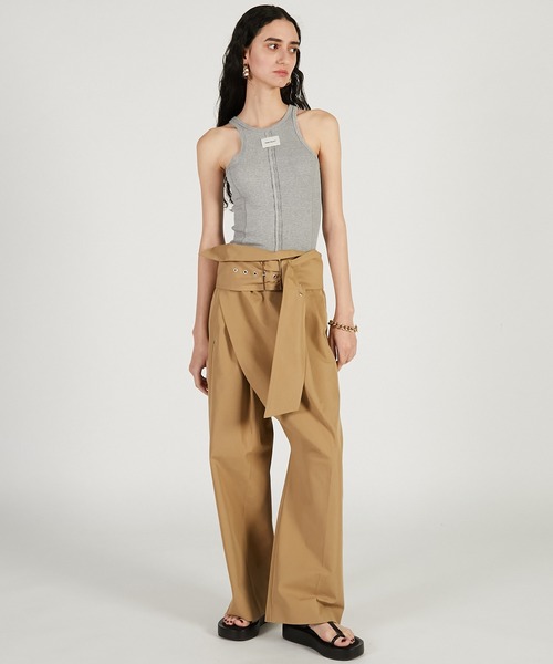 PRANK PROJECT（プランクプロジェクト）の「ワイドベルトパンツ / Wide Belt Pants（スラックス・レディース・ブラック/カーキ/ベージュ・36/38）」の5枚目の写真