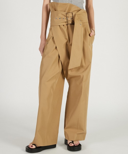 PRANK PROJECT（プランクプロジェクト）の「ワイドベルトパンツ / Wide Belt Pants（スラックス・レディース・ブラック/カーキ/ベージュ・36/38）」の12枚目の写真