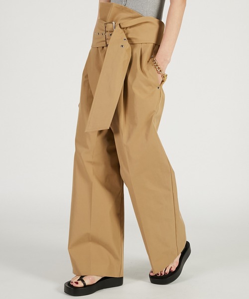 PRANK PROJECT（プランクプロジェクト）の「ワイドベルトパンツ / Wide Belt Pants（スラックス・レディース・ブラック/カーキ/ベージュ・36/38）」の13枚目の写真