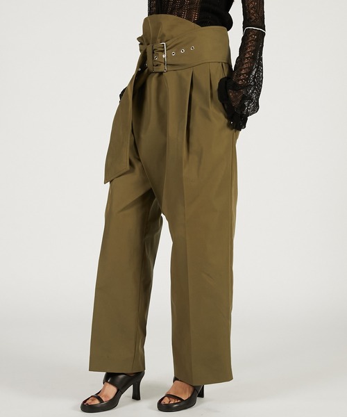 PRANK PROJECT（プランクプロジェクト）の「ワイドベルトパンツ / Wide Belt Pants（スラックス・レディース・ブラック/カーキ/ベージュ・36/38）」の17枚目の写真