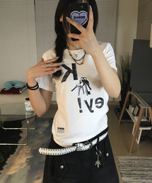キーセミクロップ半袖Tシャツ