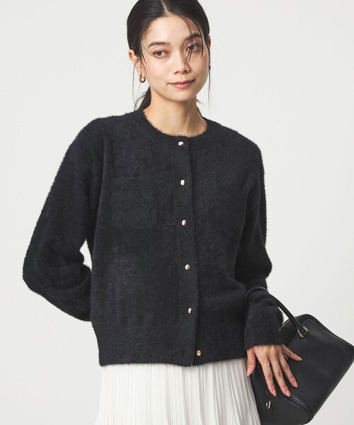 セール】フラッフ フェザーヤーン ゴールドカラーボタン ニット