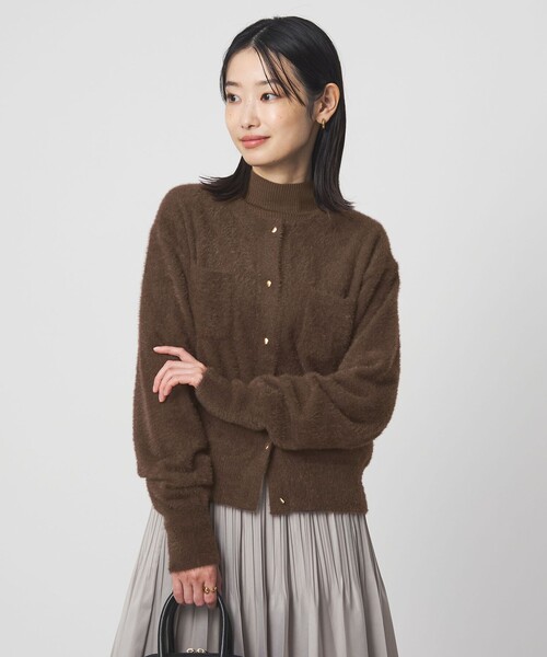 セール】フラッフ フェザーヤーン ゴールドカラーボタン ニット