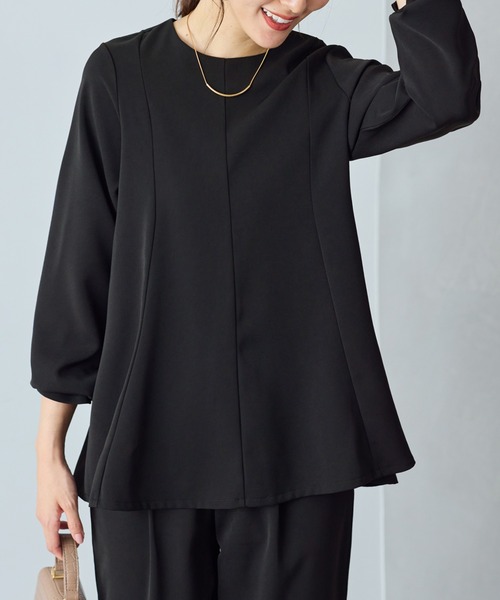 Viola e Viola(ヴィオラエヴィオラ)の「【洗える/イージーケア/ストレッチ】Aラインセレモニーセットアップ《カットツイル素材》(スーツパンツ・レディース・ブラック/グレイッシュベージュ/ネイビー・M/L/LL/3L/4L/5L)」の12枚目の写真