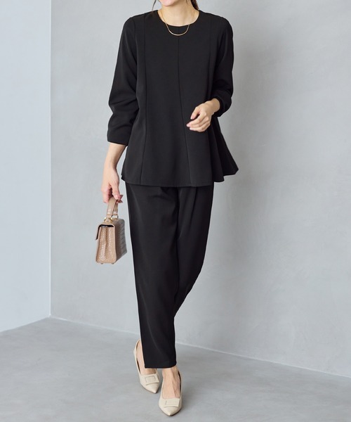 Viola e Viola(ヴィオラエヴィオラ)の「【洗える/イージーケア/ストレッチ】Aラインセレモニーセットアップ《カットツイル素材》(スーツパンツ・レディース・ブラック/グレイッシュベージュ/ネイビー・M/L/LL/3L/4L/5L)」の14枚目の写真
