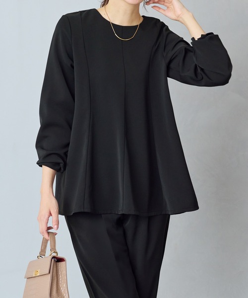 Viola e Viola(ヴィオラエヴィオラ)の「【洗える/イージーケア/ストレッチ】Aラインセレモニーセットアップ《カットツイル素材》(スーツパンツ・レディース・ブラック/グレイッシュベージュ/ネイビー・M/L/LL/3L/4L/5L)」の6枚目の写真