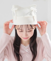 Honeys（ハニーズ）の「リボン付アニマルニット帽（ニットキャップ/ビーニー）」