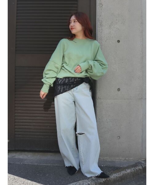 Ungrid（アングリッド）の「スリーブボリューム刺繍スウェット（スウェット・レディース・ライトグレー/グリーン/チャコールグレー/ベージュ・FREE）」の20枚目の写真