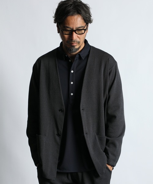 WEB限定アイテム】SOFT CHILL KNIT JACKET：セットアップ ノーカラー