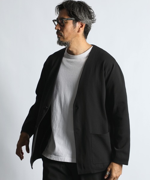 WEB限定アイテム】SOFT CHILL KNIT JACKET：セットアップ ノーカラー