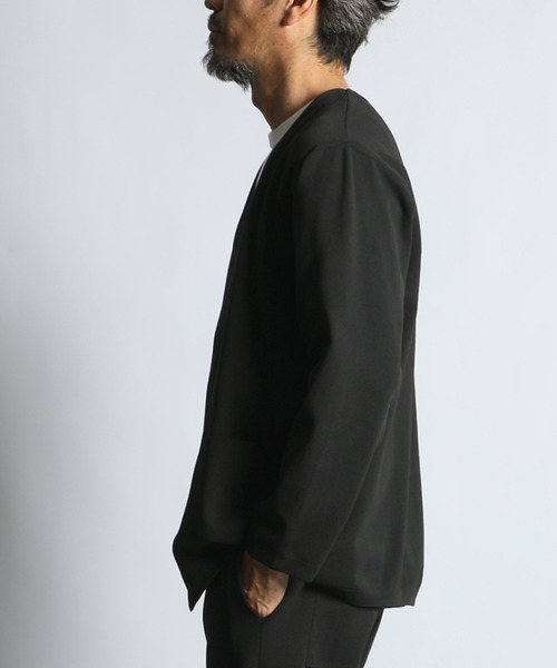 WEB限定アイテム】SOFT CHILL KNIT JACKET：セットアップ ノーカラー