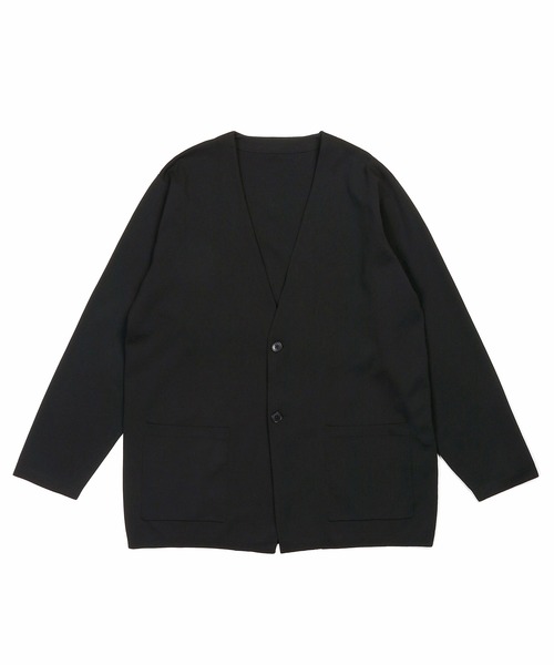 The DUFFER of ST.GEORGE(ザダファーオブセントジョージ)の「【WEB限定アイテム】SOFT CHILL KNIT JACKET:セットアップ ノーカラー リラックス ニットジャケット(ノーカラージャケット・メンズ・チャコールグレー/ブラック・MEDIUM/LARGE/X-LARGE)」の9枚目の写真