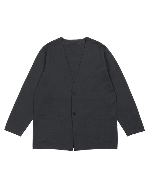 The DUFFER of ST.GEORGE(ザダファーオブセントジョージ)の「【WEB限定アイテム】SOFT CHILL KNIT JACKET:セットアップ ノーカラー リラックス ニットジャケット(ノーカラージャケット・メンズ・チャコールグレー/ブラック・MEDIUM/LARGE/X-LARGE)」の10枚目の写真