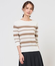 COTTON POLYESTER ボーダー ニット